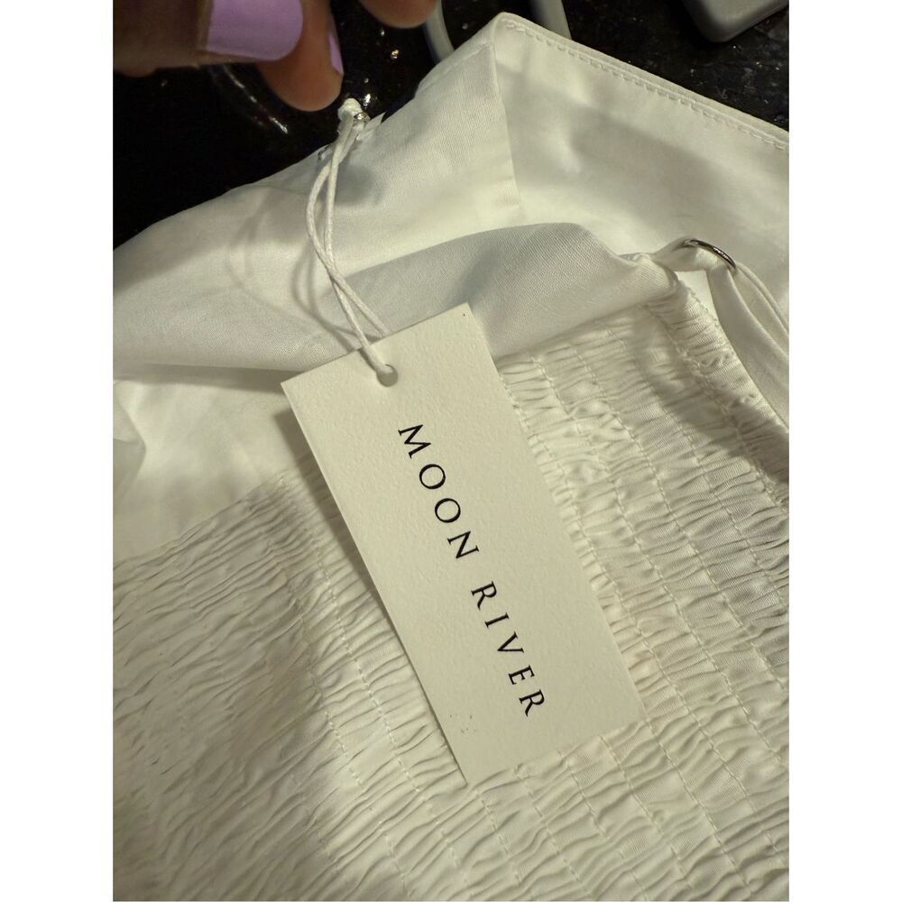 Moon River Spaghetti Strap Midi Dress- White Sailor-inspired details Size S NWT - Picture 7 of 7